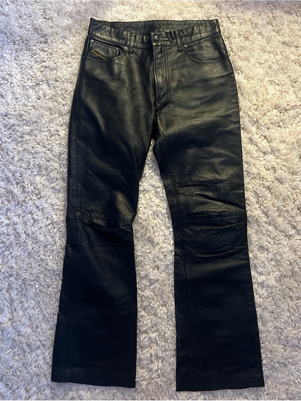 Vintage Diesel Black Leather Pants size 27